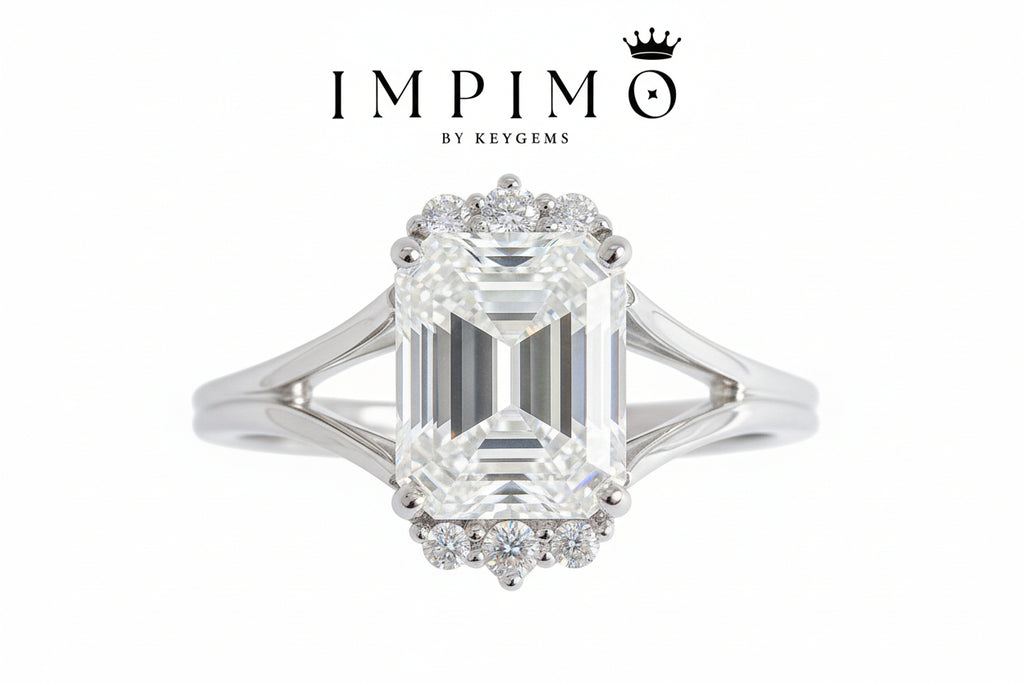 Impimo 3 CT Moissanite Emerald Cut Ring