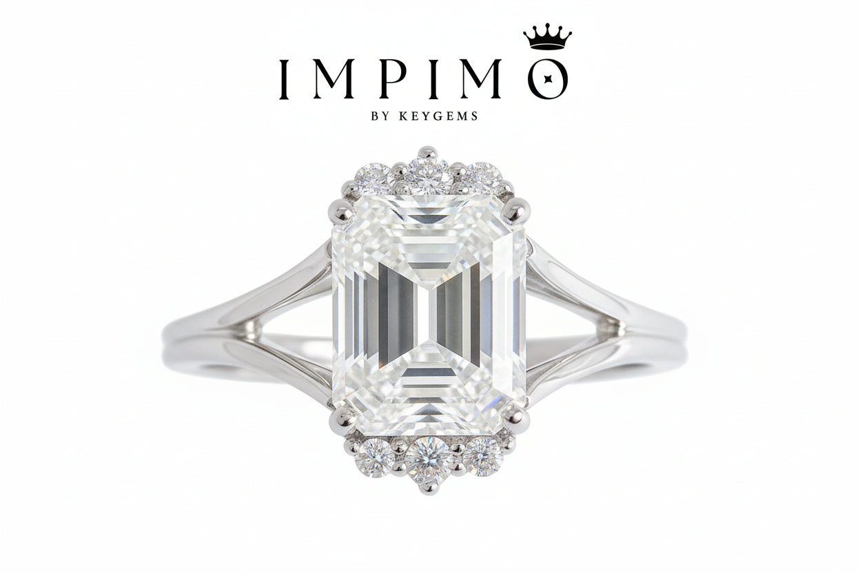 Impimo 3 CT Moissanite Emerald Cut Ring