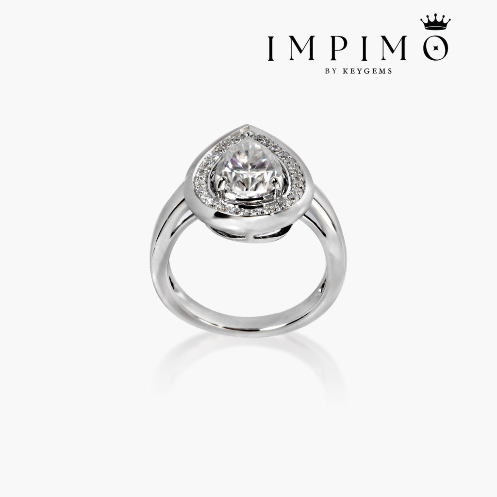 Impimo 3 CT Moissanite Pear Cut Ring
