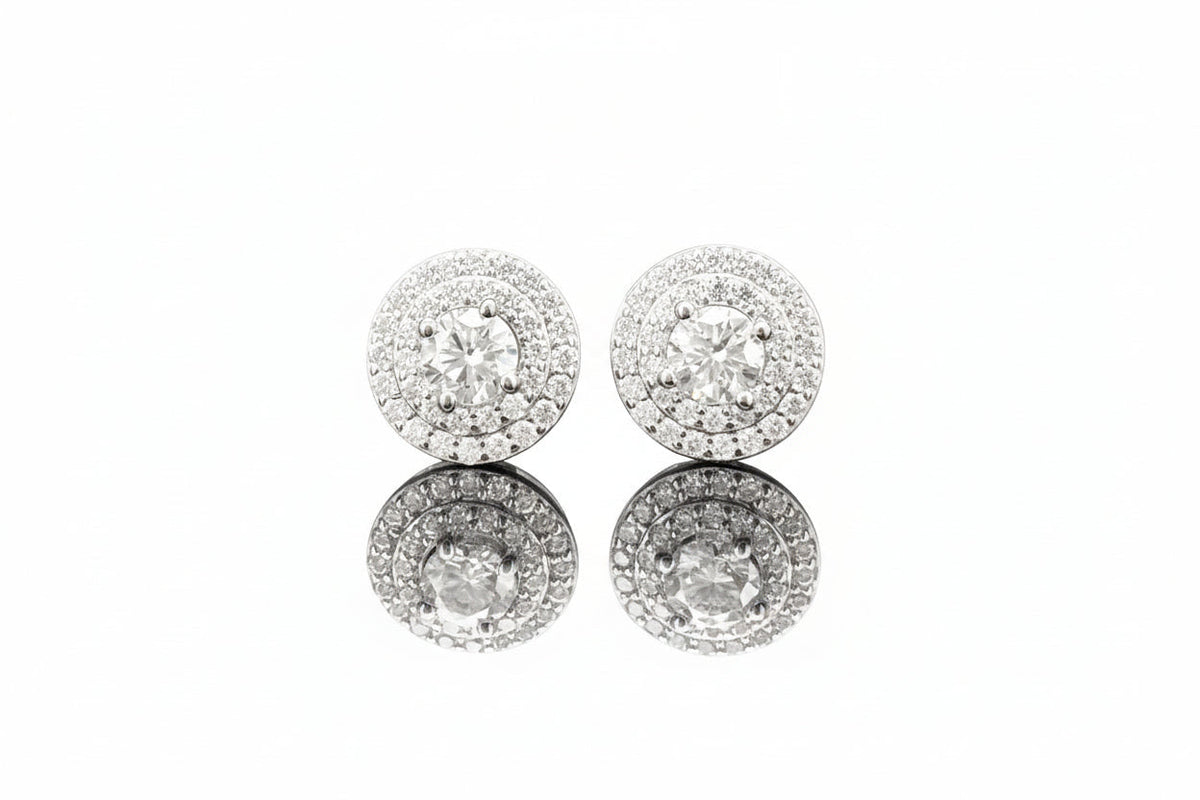 Impimo 0.55/1 CT (Pair) Moissanite Round Cut Earrings