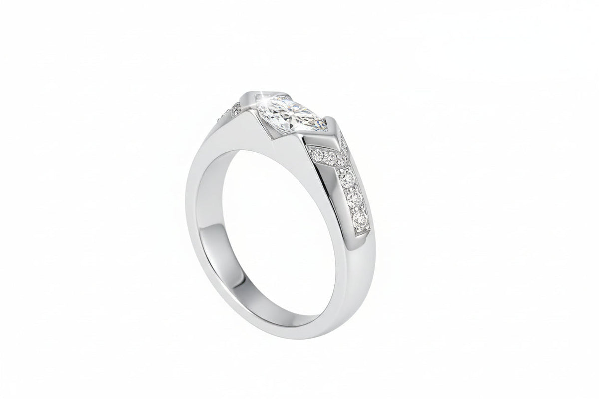 Impimo 1 CT Moissanite Marquise Cut Ring