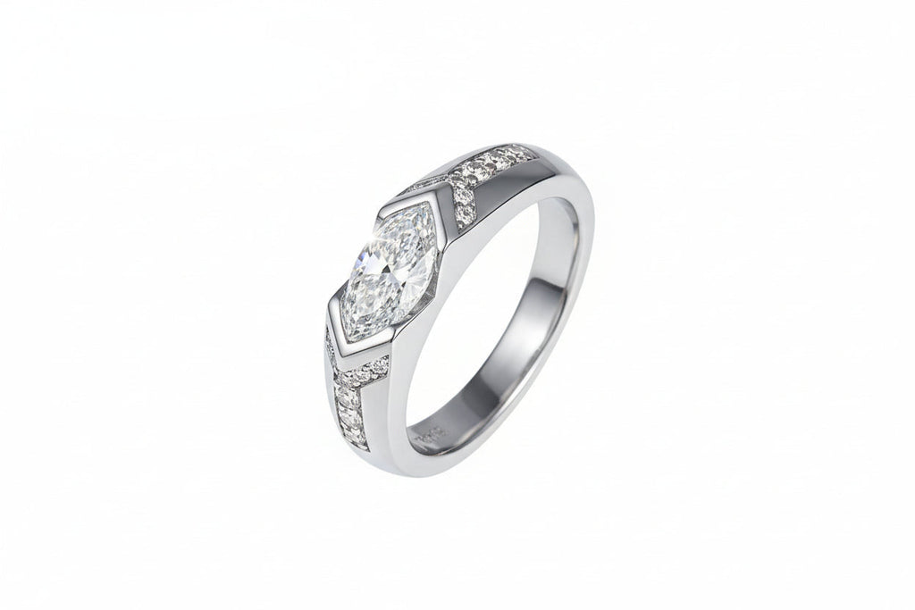 Impimo 1 CT Moissanite Marquise Cut Ring