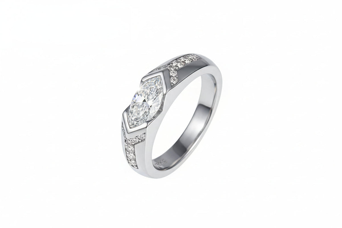 Impimo 1 CT Moissanite Marquise Cut Ring