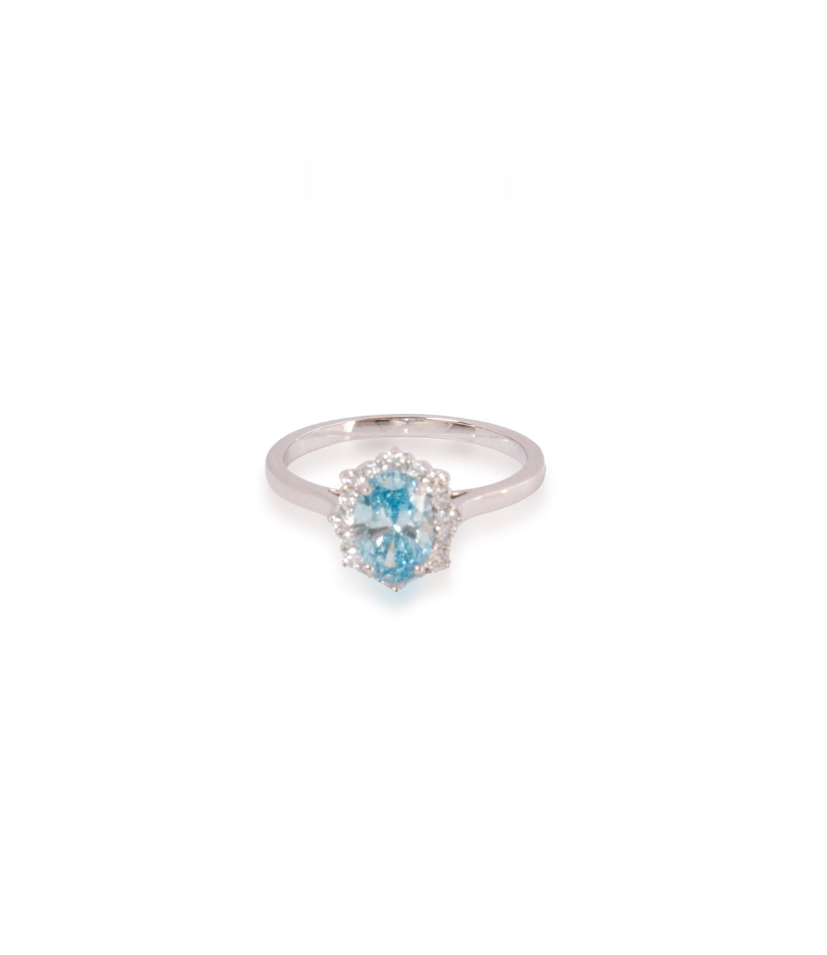 Impimo 1.27 CT Fancy Vivid Blue Lab-Grown Diamond Oval Cut Ring