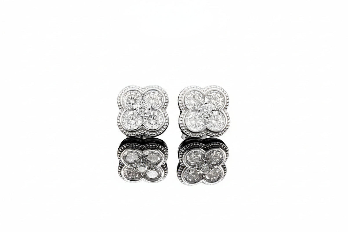 Impimo 1.9 CT (Pair) Moissanite Round Cut Earrings