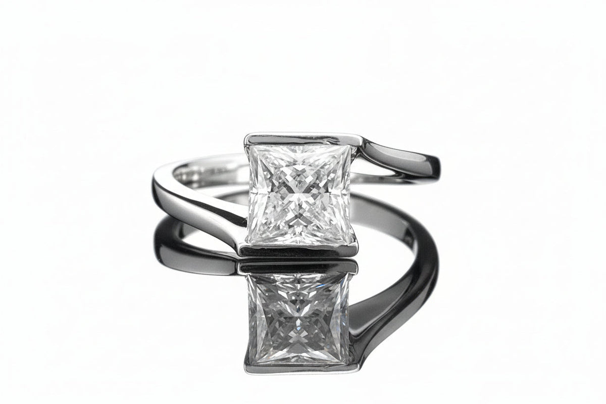 Impimo 1/2 CT Moissanite Princess Cut Ring