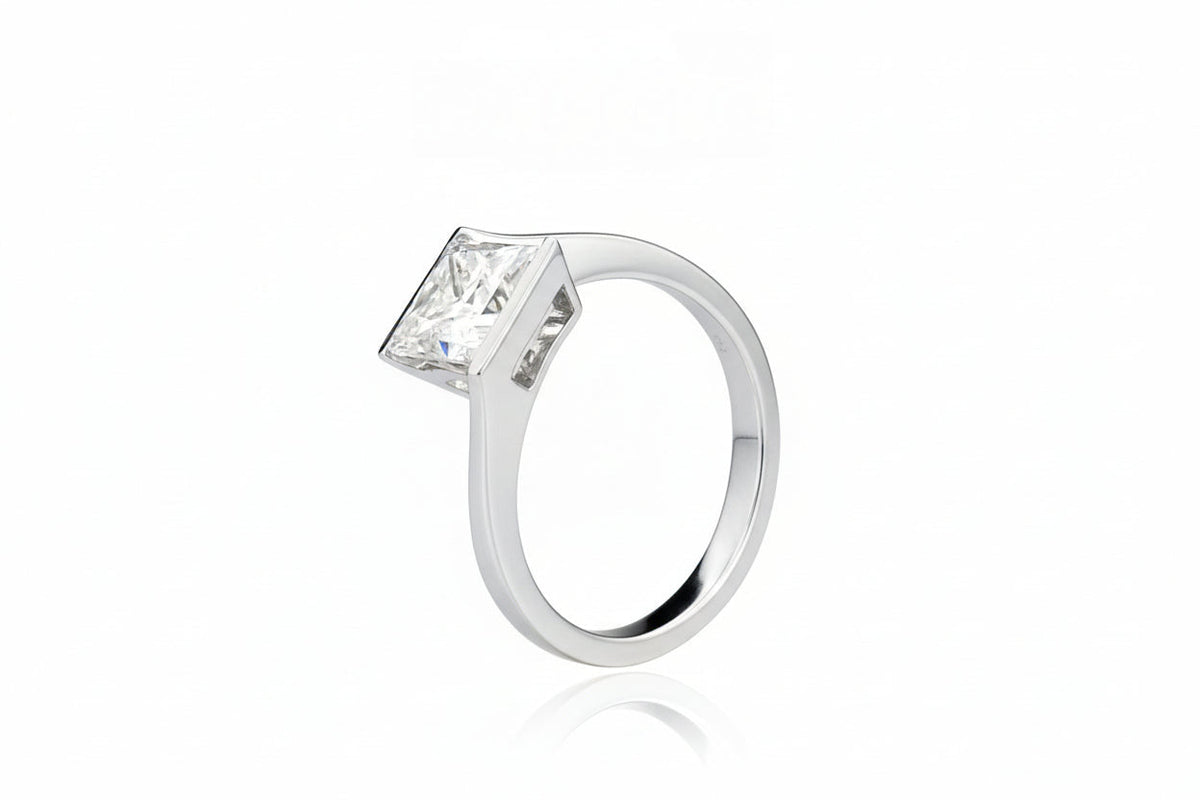 Impimo 1/2 CT Moissanite Princess Cut Ring