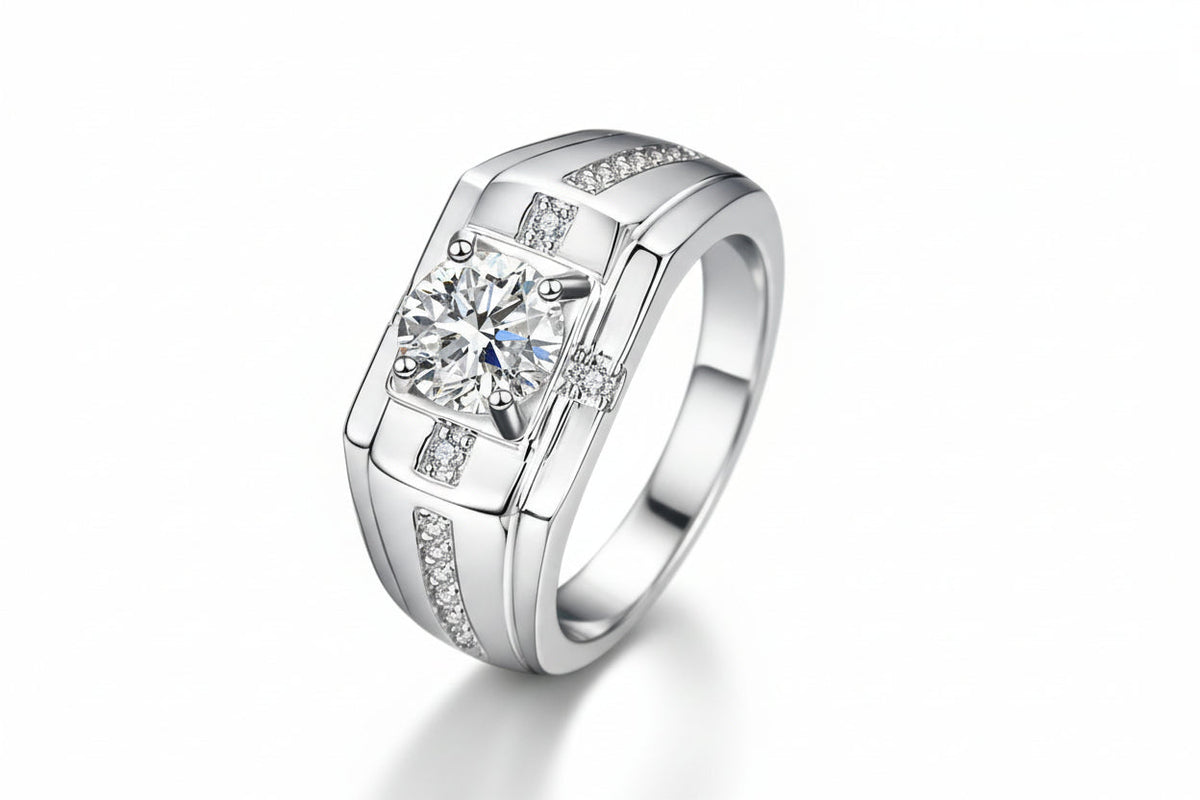 Impimo 1/2 CT Moissanite Round Cut Ring