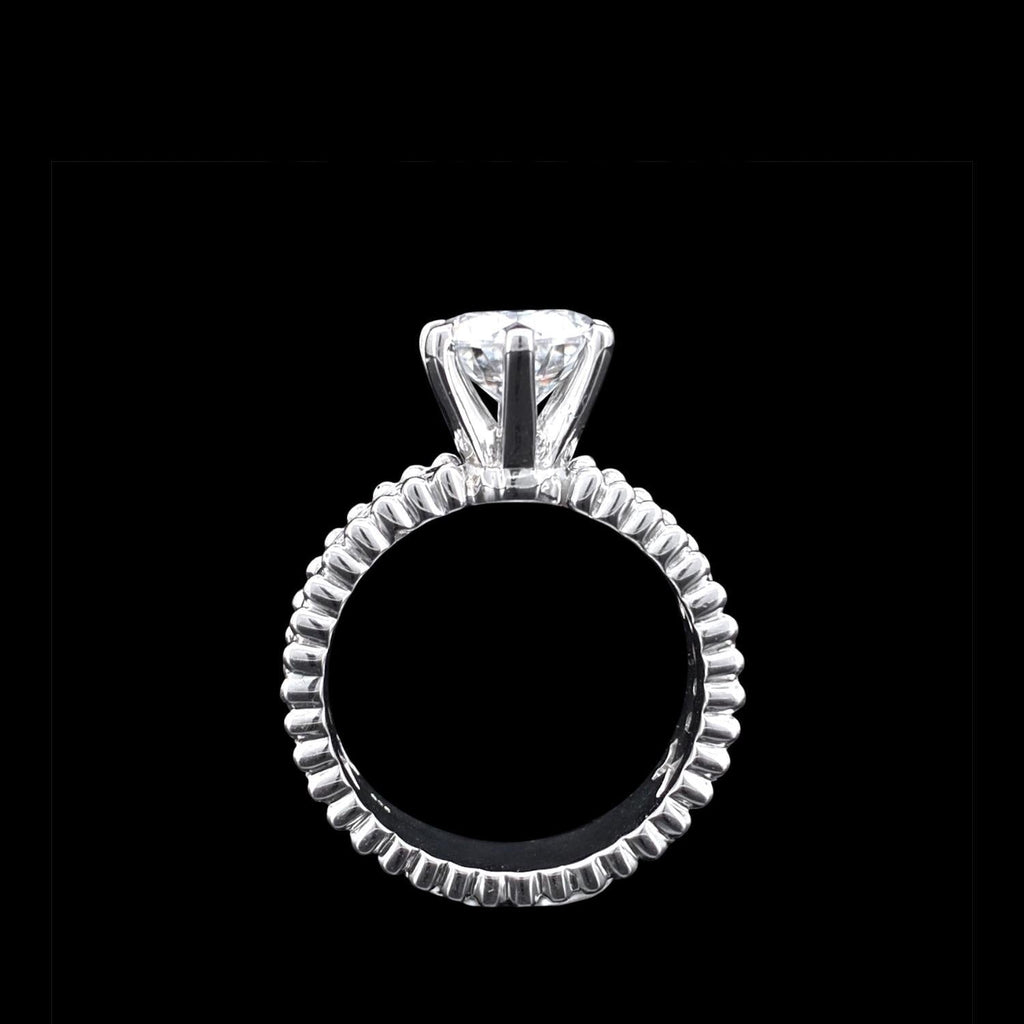Impimo 1/2 CT moissanite round solitaire ring with perlée band – alternate view
