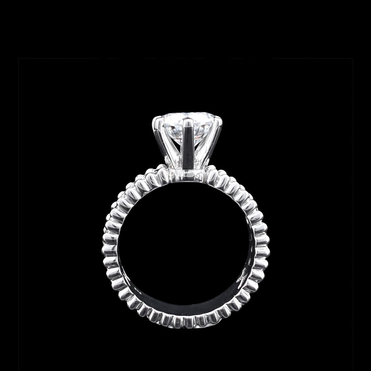 Impimo 1/2 CT moissanite round solitaire ring with perlée band – alternate view