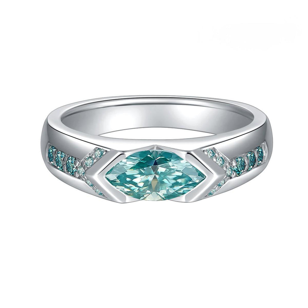 Impimo 2 CT Fancy Green Moissanite Marquise Cut Ring
