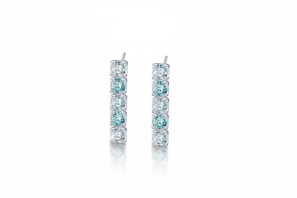 Impimo 3 CT (Total) Fancy Green Moissanite Round Cut Earrings