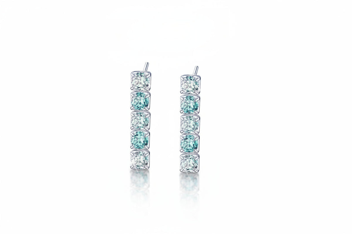 Impimo 3 CT (Total) Fancy Green Moissanite Round Cut Earrings