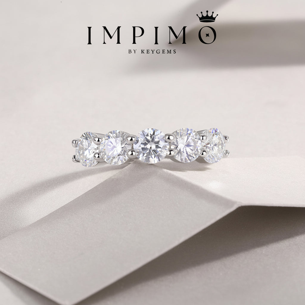Impimo 2.5 CT (Total) Moissanite Round Cut Ring