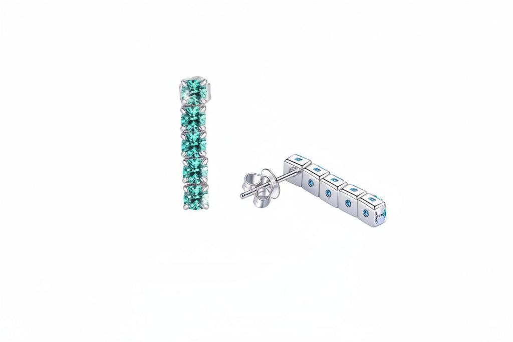 Impimo 3 CT (Total) Fancy Green Moissanite Round Cut Earrings