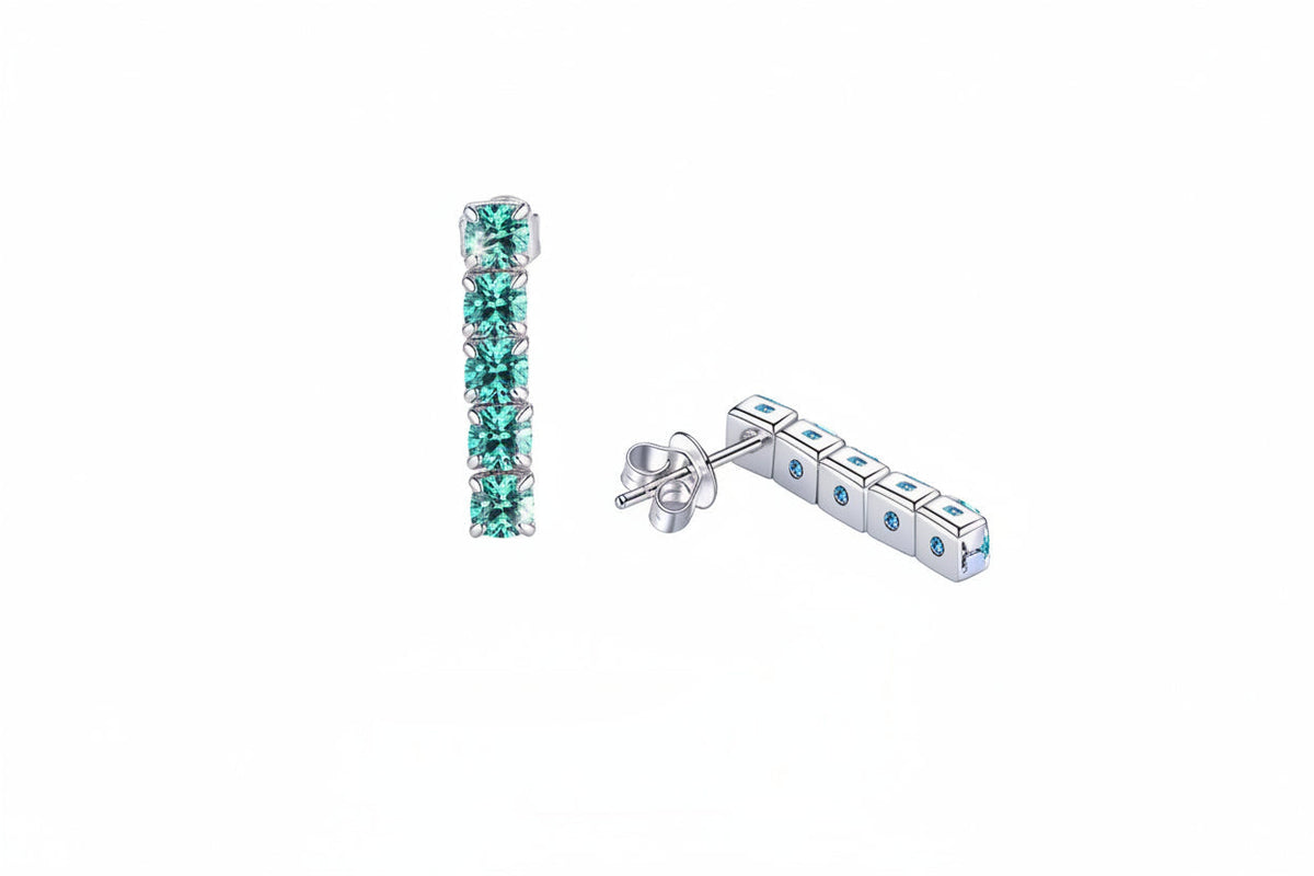 Impimo 3 CT (Total) Fancy Green Moissanite Round Cut Earrings