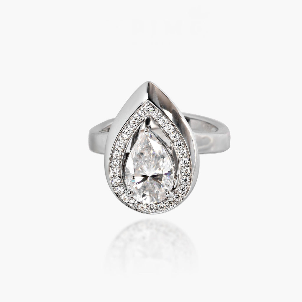 Impimo 3 CT Moissanite Pear Cut Ring