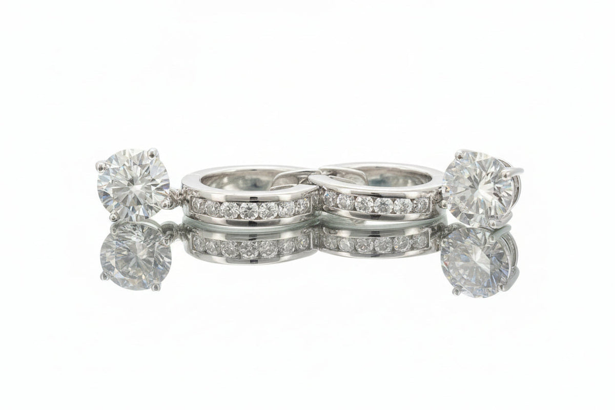 Impimo 4.5 CT (Pair) Moissanite Round Cut Earrings