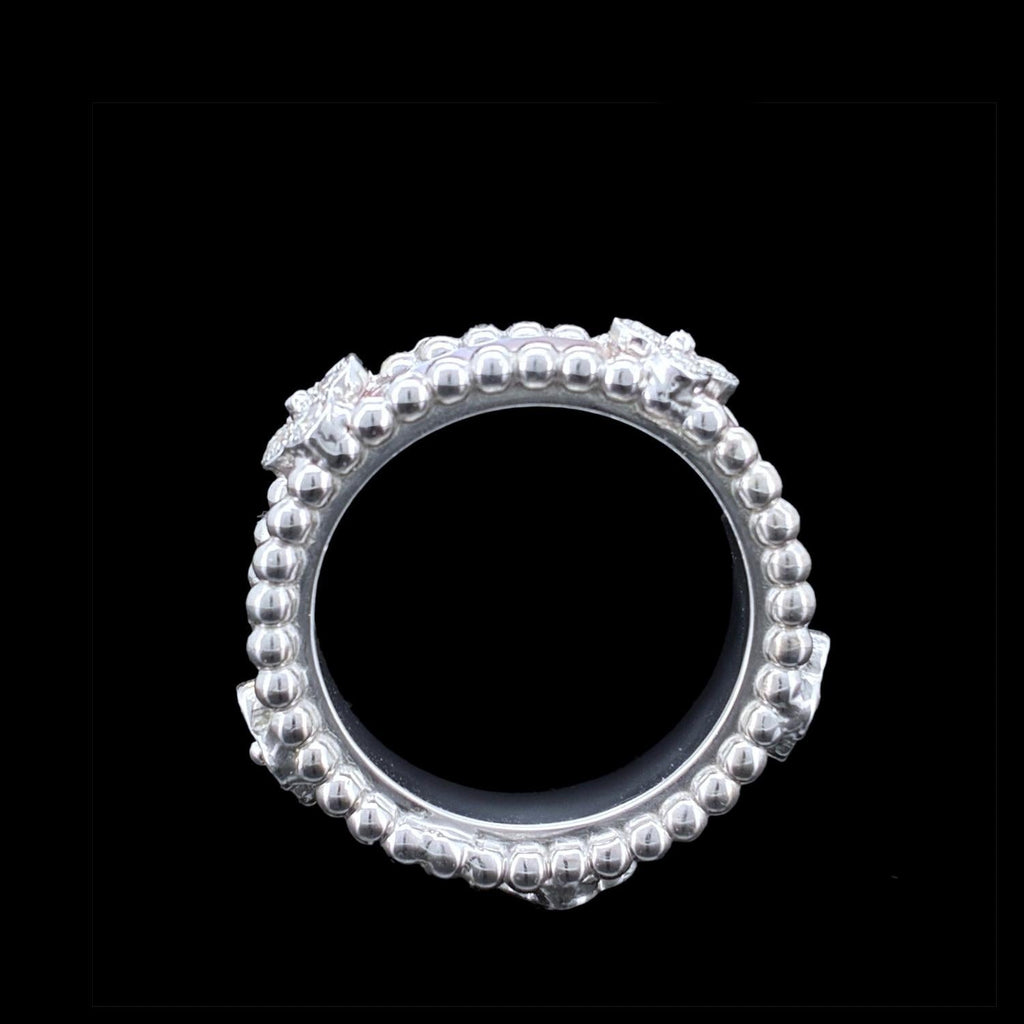 Impimo natural mother of pearl and moissanite vintage bead ring – alternate view