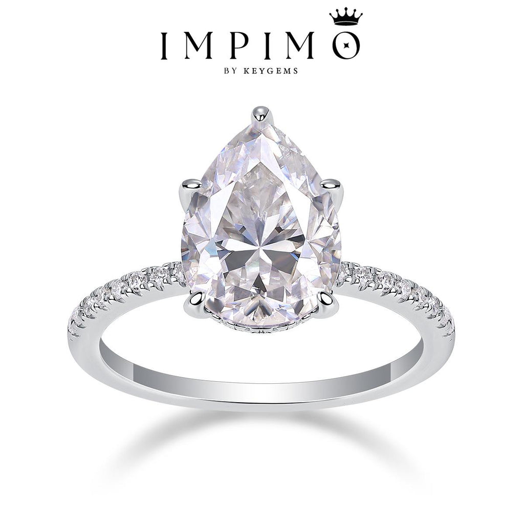 Impimo 4 CT Moissanite Pear Cut Ring