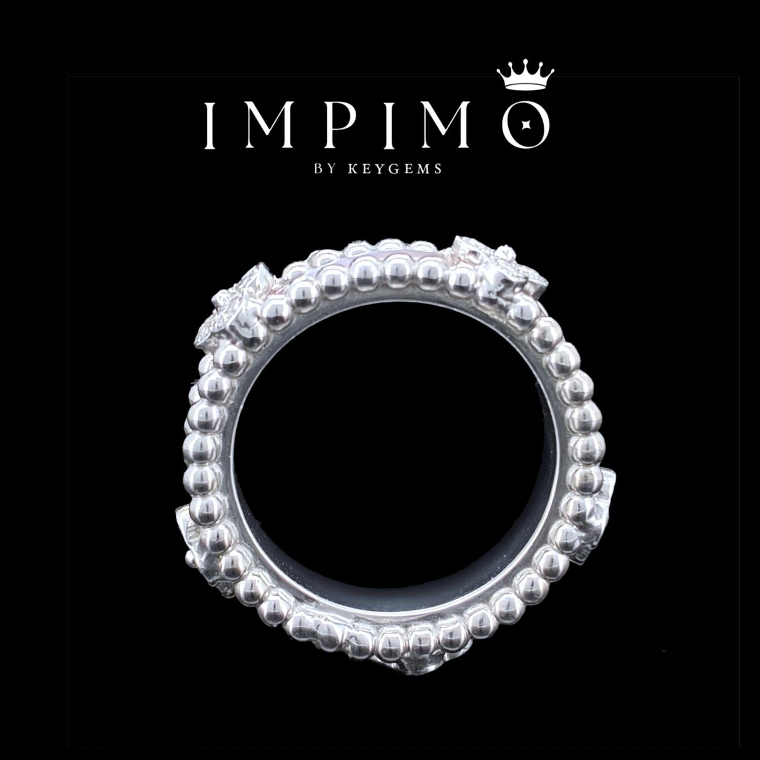 Impimo natural mother of pearl and moissanite vintage bead ring – alternate view