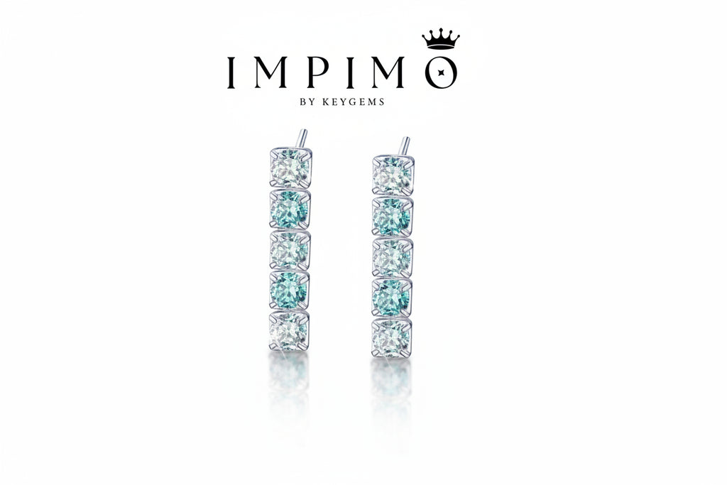 Impimo 3 CT (Total) Fancy Green Moissanite Round Cut Earrings