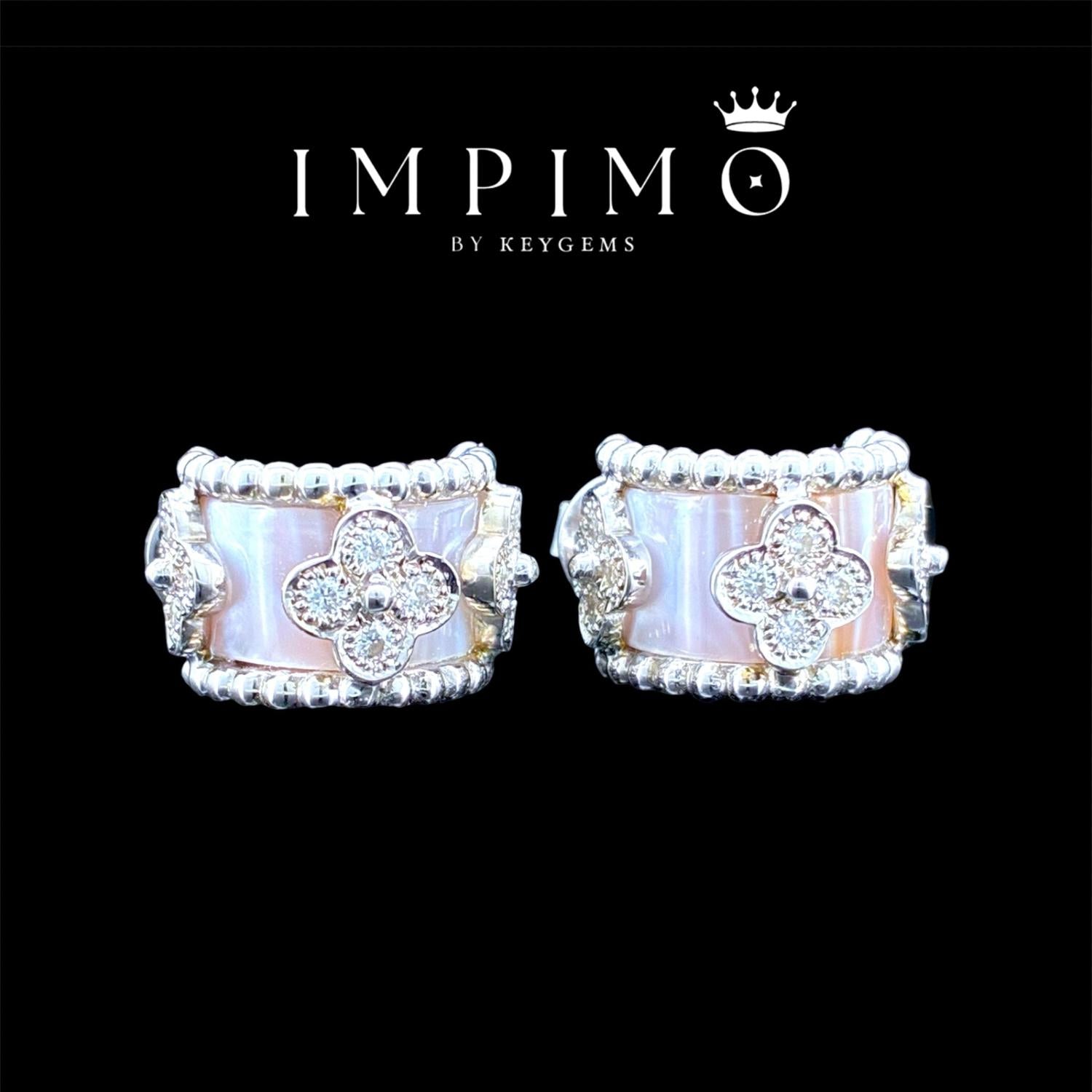 Impimo natural mother of pearl and moissanite vintage bead earrings – alternate view
