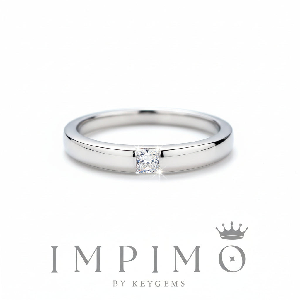 Impimo 0.3 CT Moissanite Princess Cut Ring