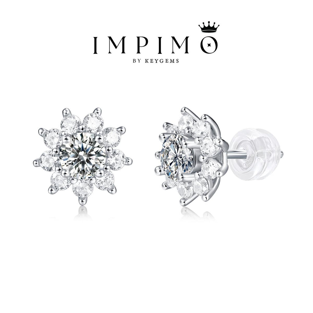 Impimo 1/2 CT (Total) Moissanite Round Cut Earrings