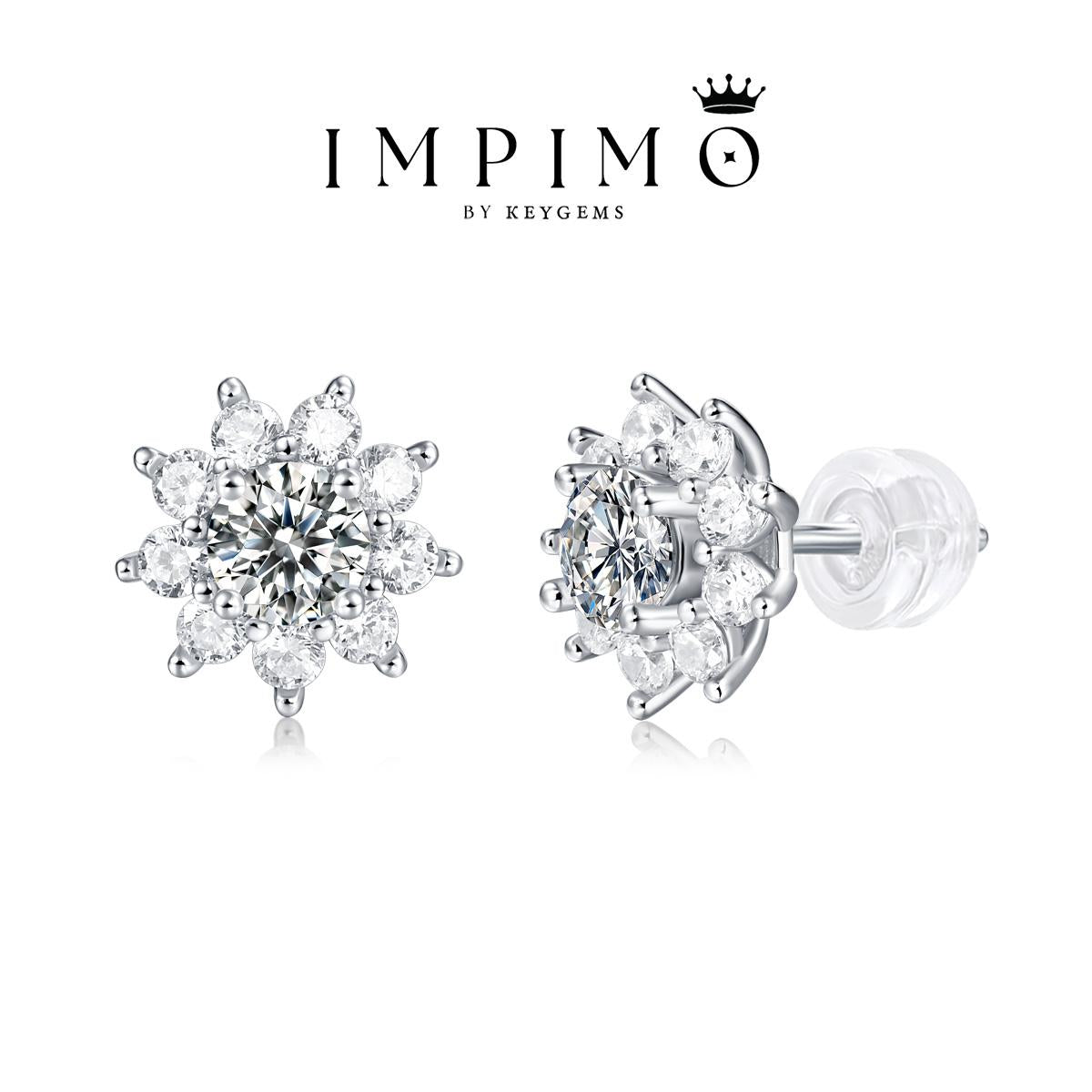 Impimo 1/2 CT (Total) Moissanite Round Cut Earrings