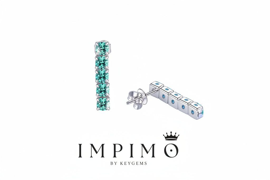 Impimo 3 CT (Total) Fancy Green Moissanite Round Cut Earrings