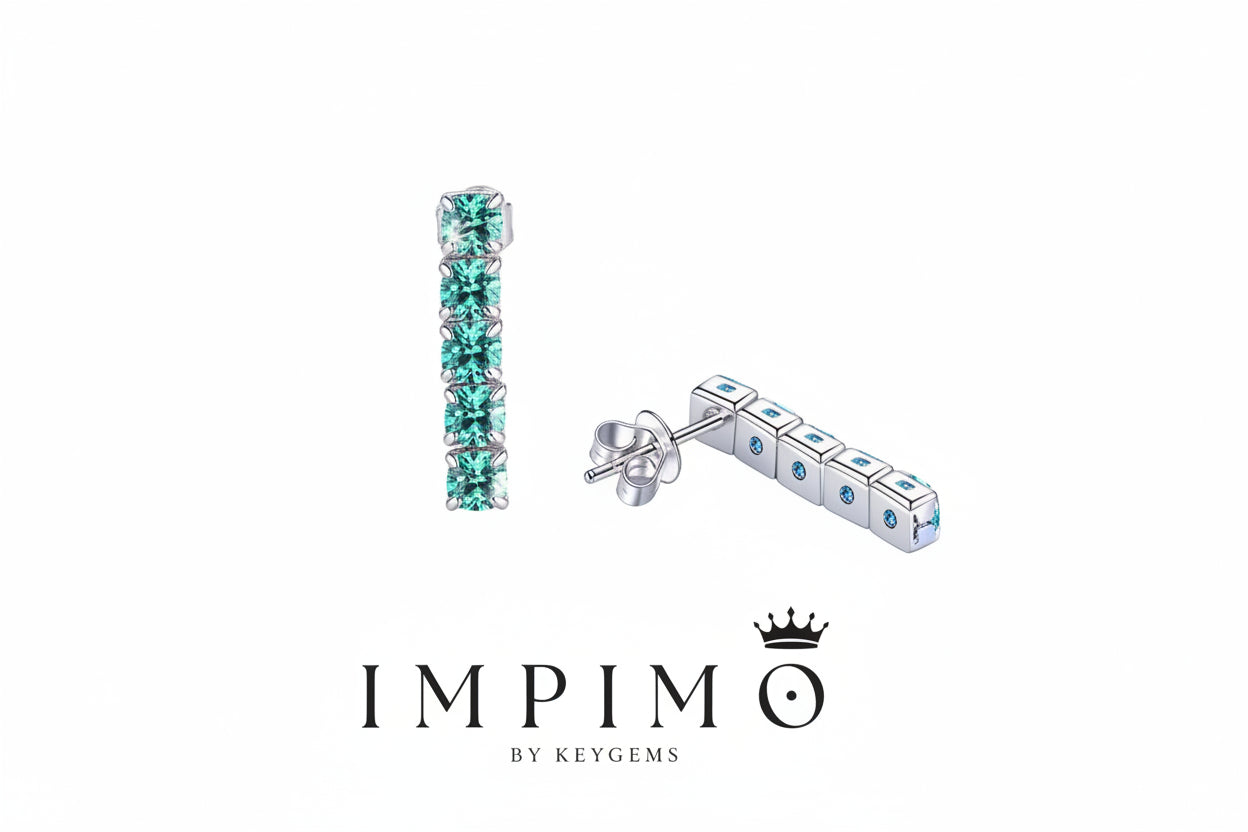 Impimo 3 CT (Total) Fancy Green Moissanite Round Cut Earrings