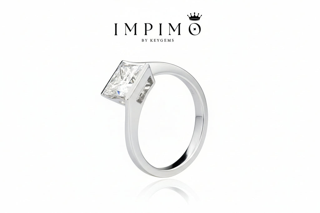 Impimo 1/2 CT Moissanite Princess Cut Ring