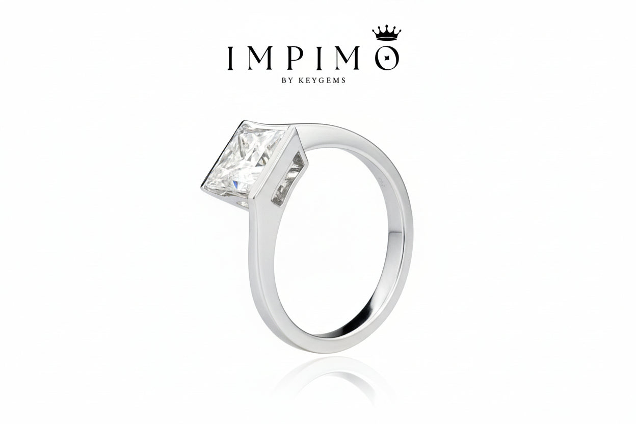 Impimo 1/2 CT Moissanite Princess Cut Ring