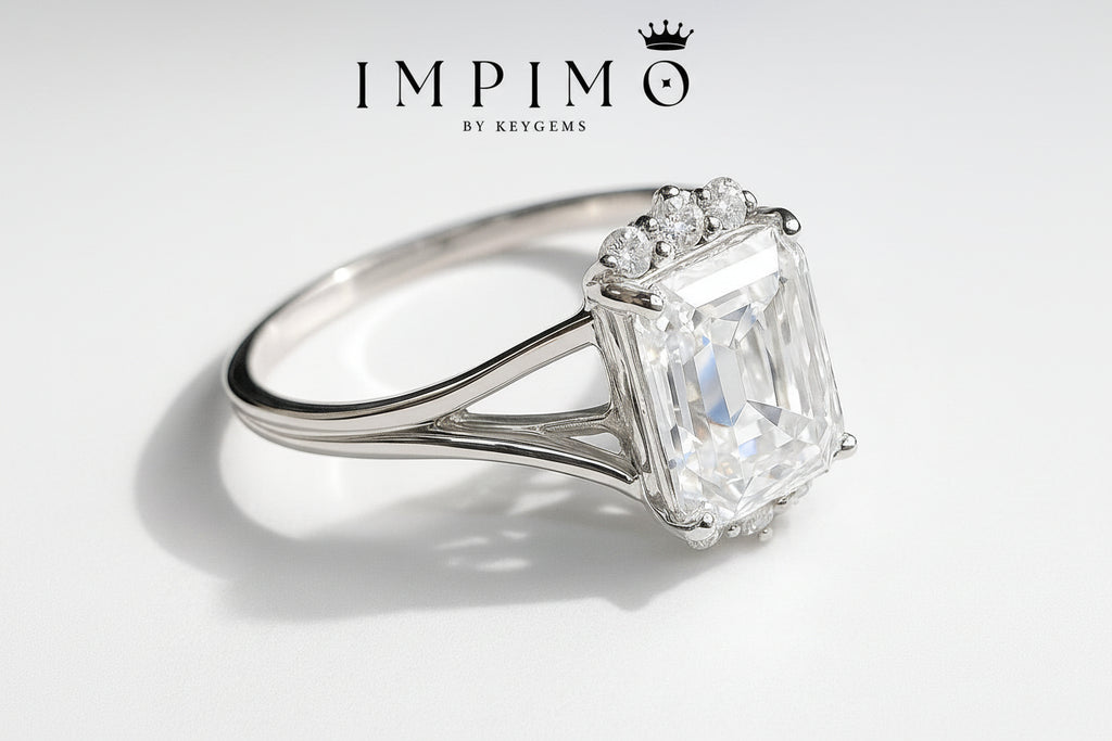 Impimo 3 CT Moissanite Emerald Cut Ring