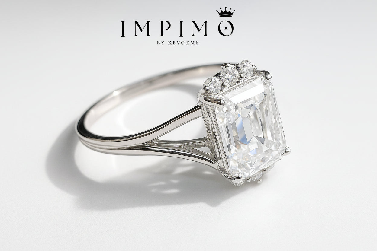 Impimo 3 CT Moissanite Emerald Cut Ring