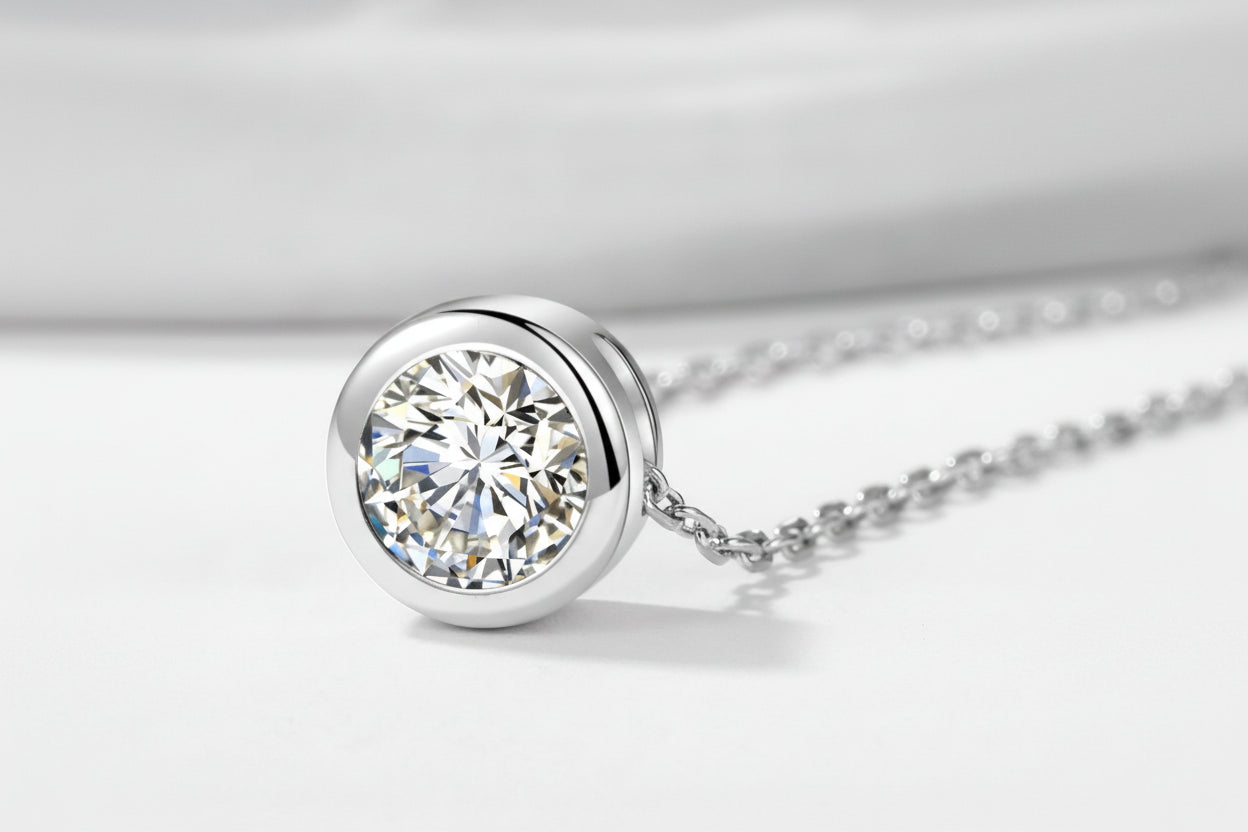 Impimo 1/2 CT Moissanite Round Cut Pendant