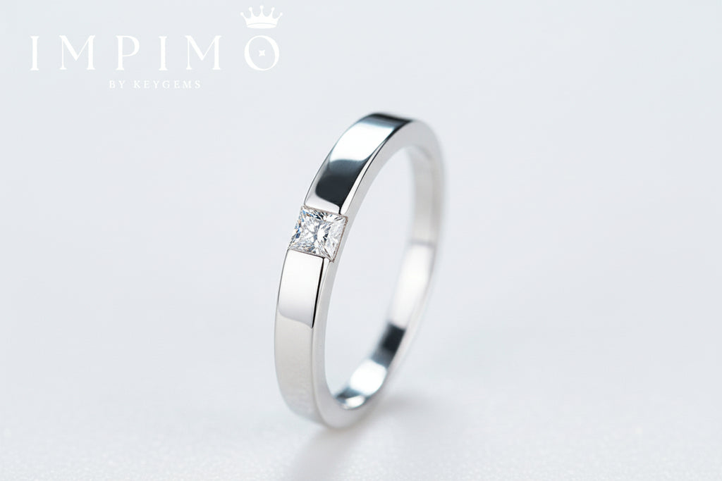 Impimo 0.3 CT Moissanite Princess Cut Ring