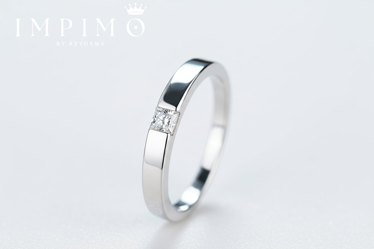 Impimo 0.3 CT Moissanite Princess Cut Ring