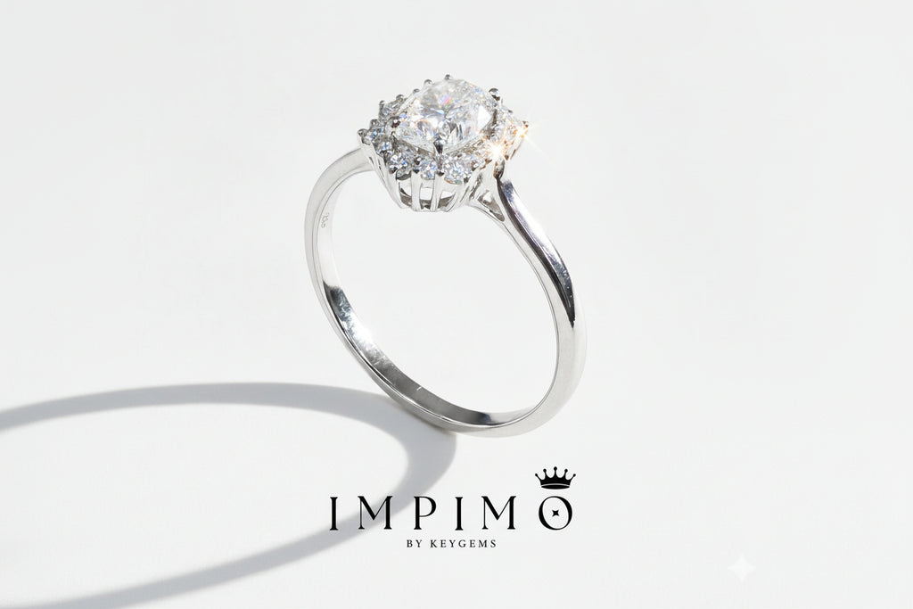 Impimo 1CT Moissanite Oval Cut Ring