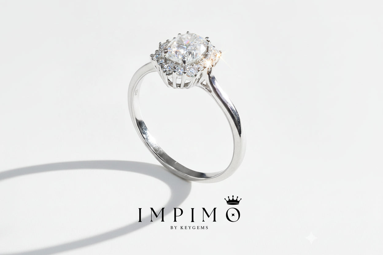 Impimo 1CT Moissanite Oval Cut Ring
