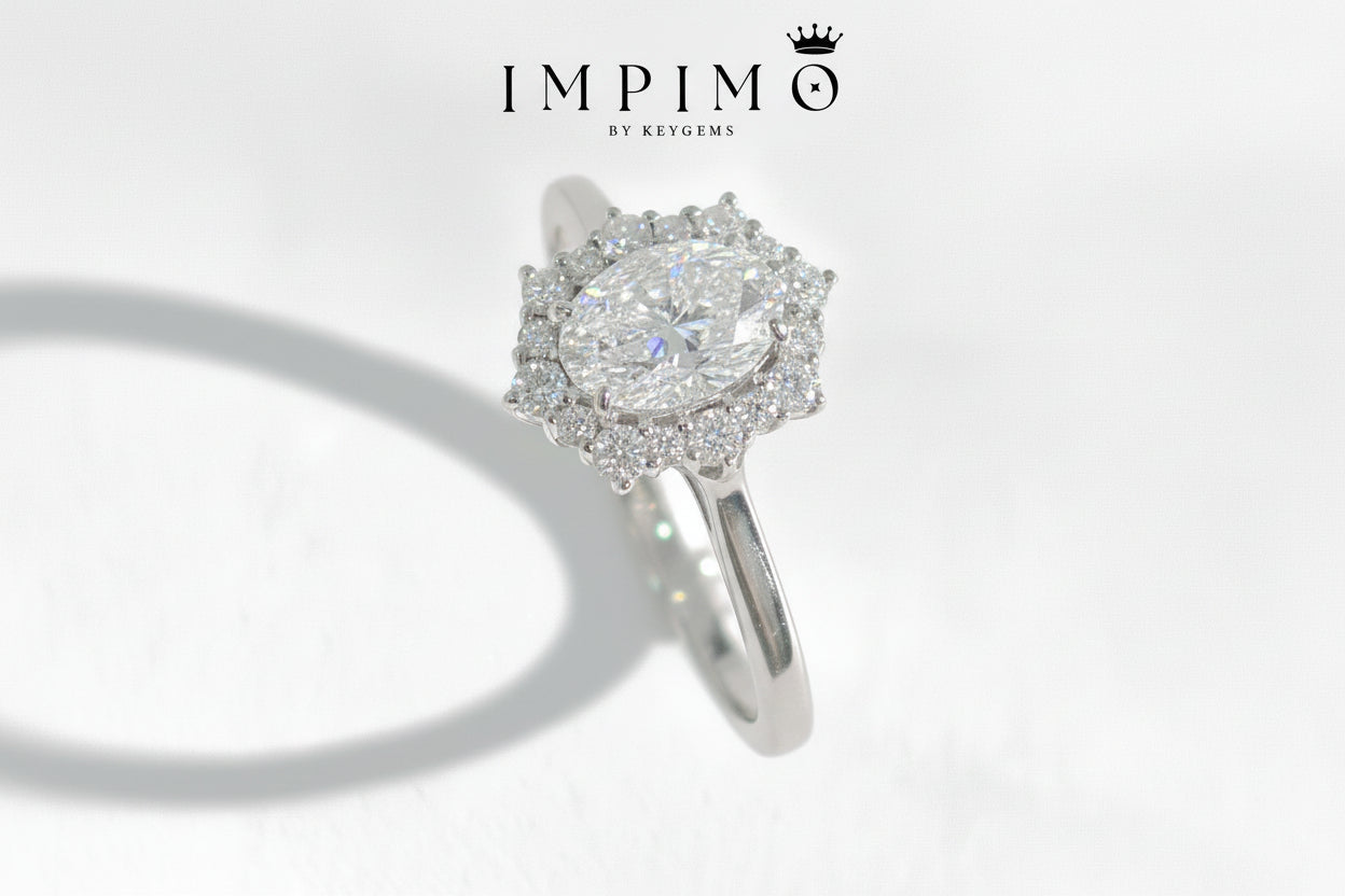 Impimo 1CT Moissanite Oval Cut Ring