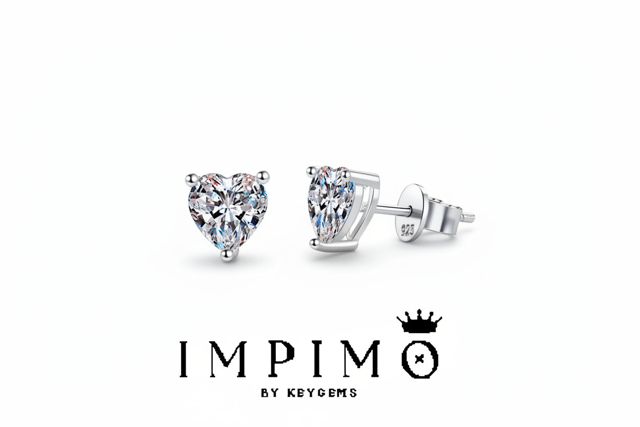 Impimo 1/2/4 CT Moissanite Heart Cut Earrings