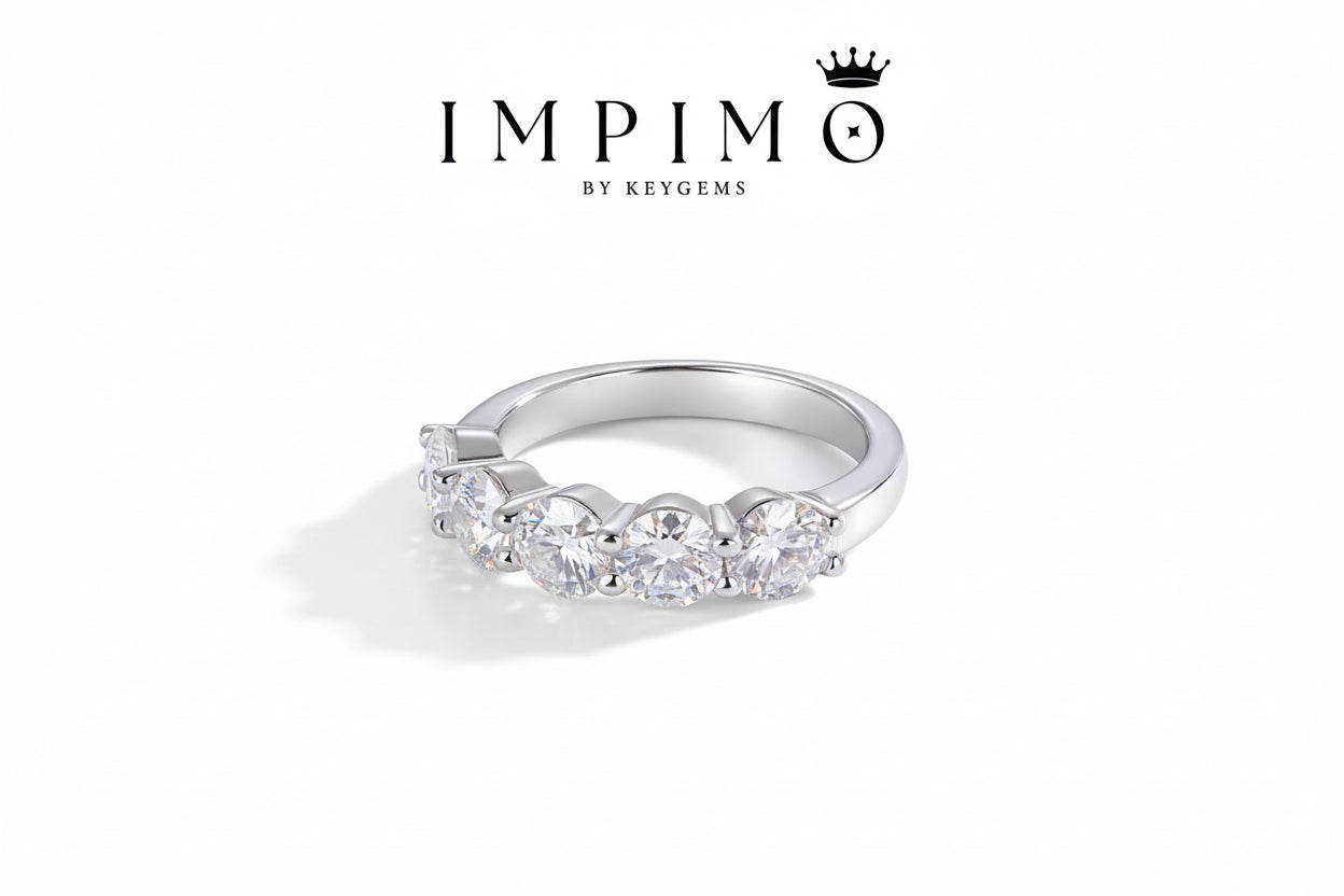 Impimo 2.5 CT (Total) Moissanite Round Cut Ring