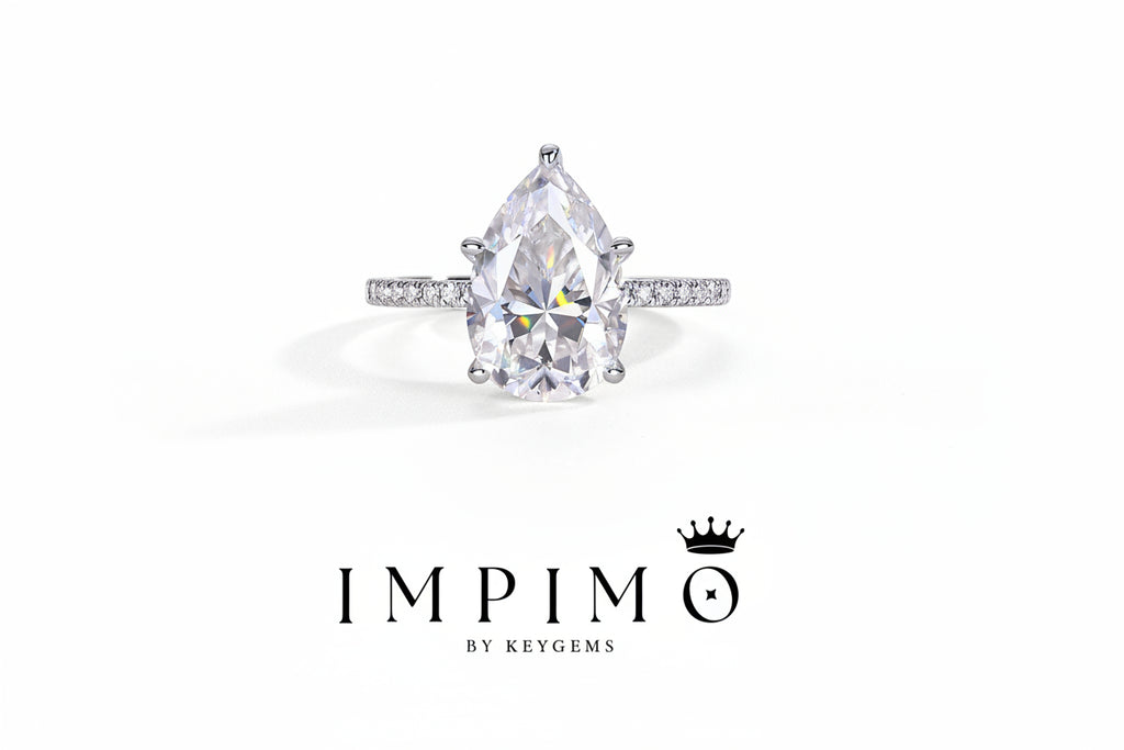 Impimo 4 CT Moissanite Pear Cut Ring