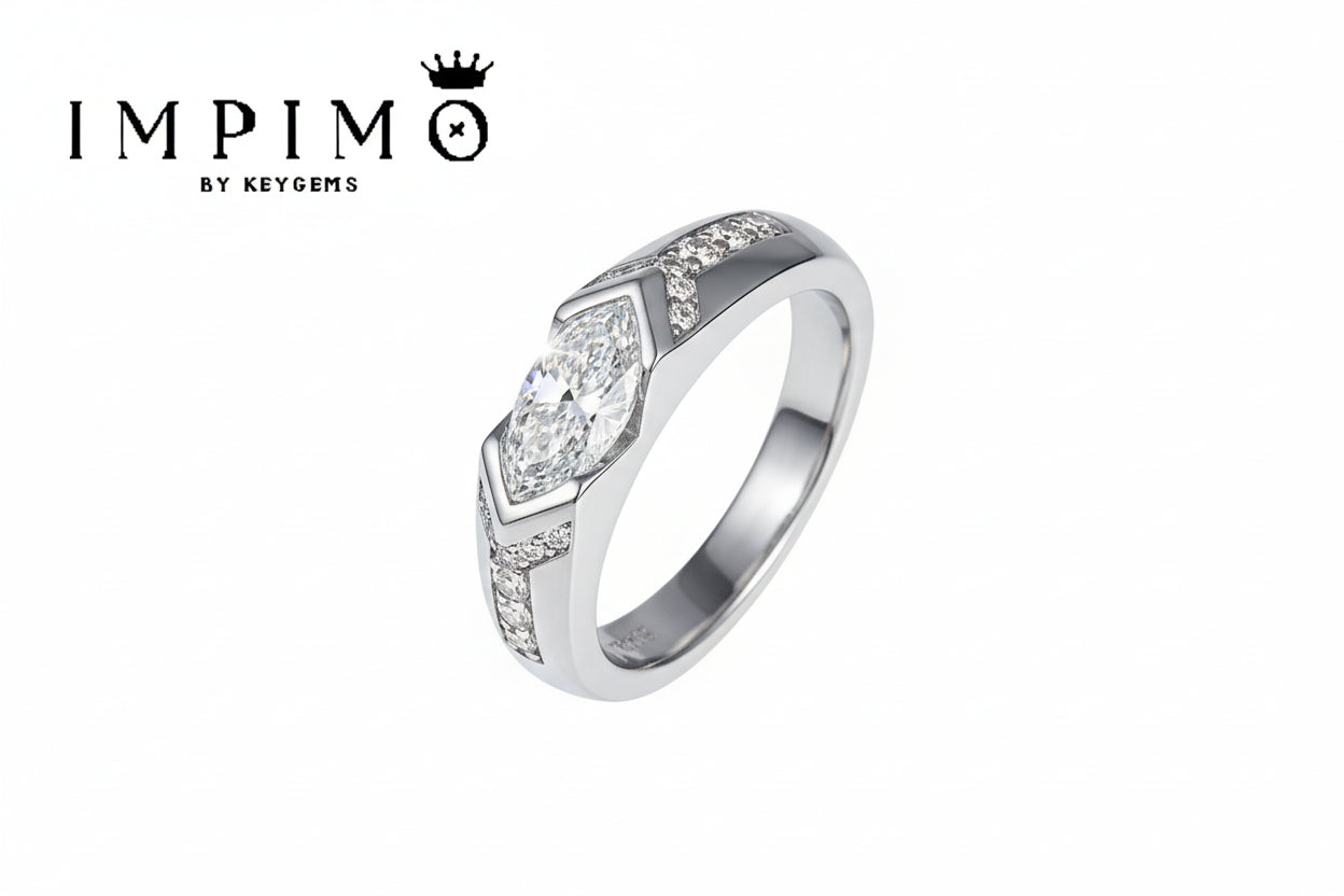 Impimo 1 CT Moissanite Marquise Cut Ring