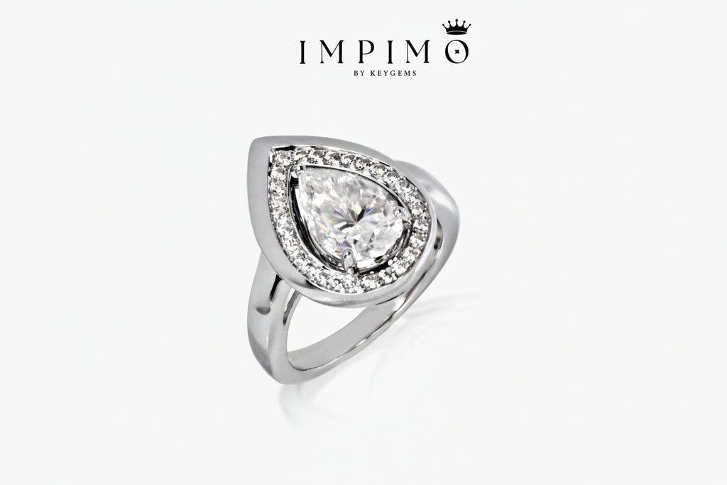 Impimo 3 CT Moissanite Pear Cut Ring