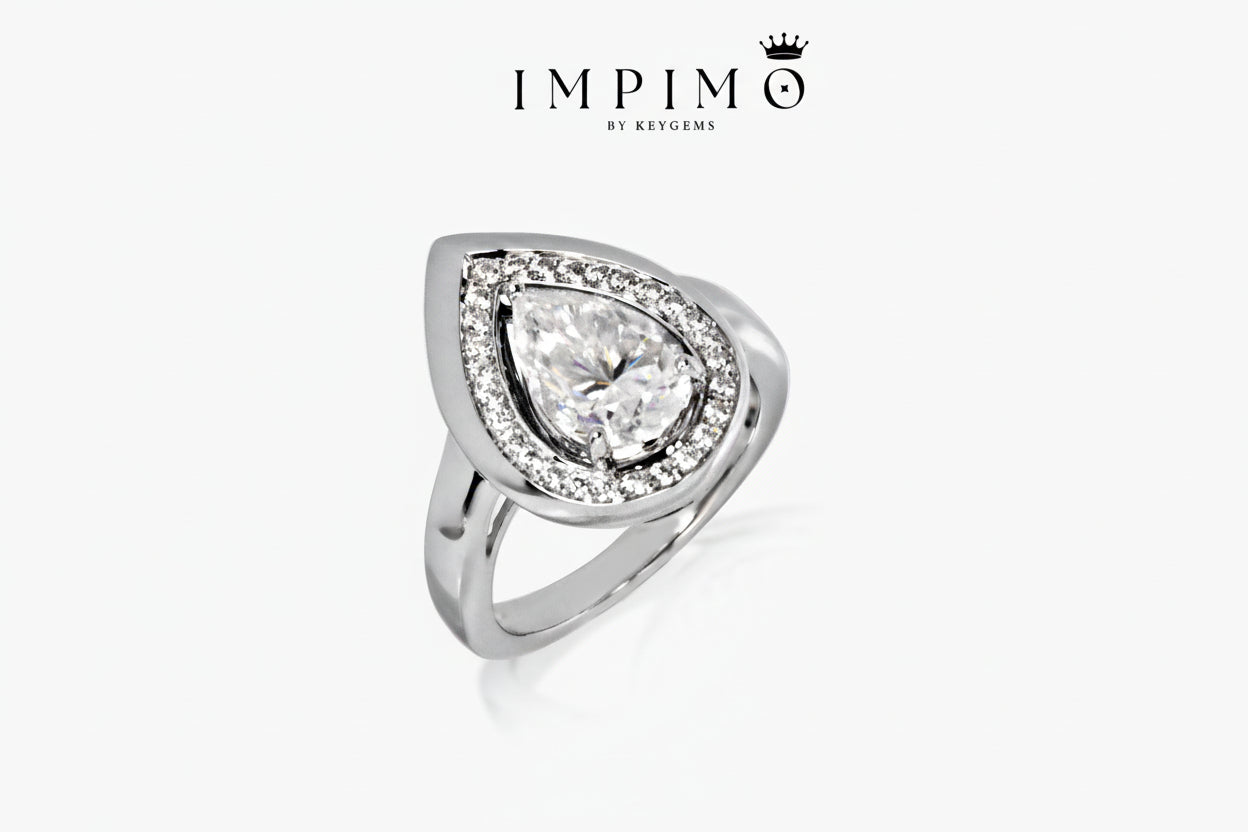 Impimo 3 CT Moissanite Pear Cut Ring