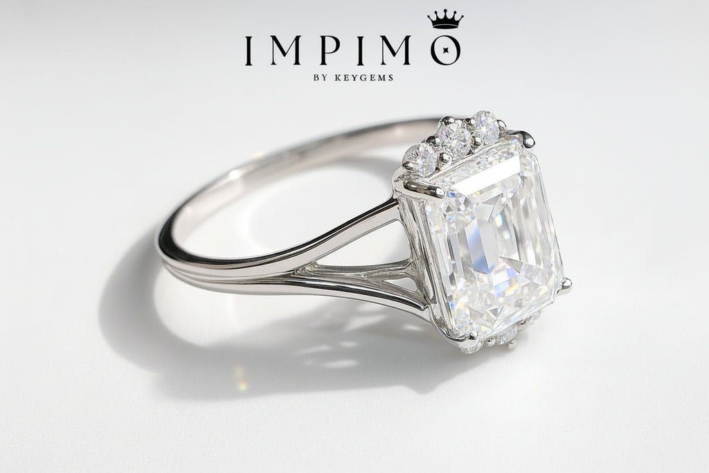 Impimo 3 CT Moissanite Emerald Cut Ring