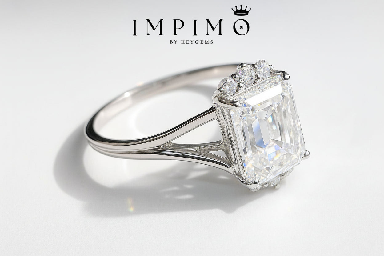 Impimo 3 CT Moissanite Emerald Cut Ring